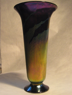 Contemporary glass fumed vase repaired by Michael Bokrosh