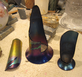 Contemporary glass fumed vase broken