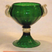 Contemporary glass green vase gold leaf art repaired by Michael Bokrosh