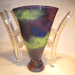 Contemporary glass handle vase art repaired by Michael Bokrosh