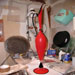 Contemporary glass tall red art repaired by Michael Bokrosh