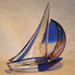 Murano large blue sailboat glass art repaired by Michael Bokrosh
