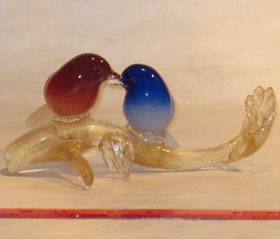 Murano art glass lovebirds repaired by Michael Bokrosh