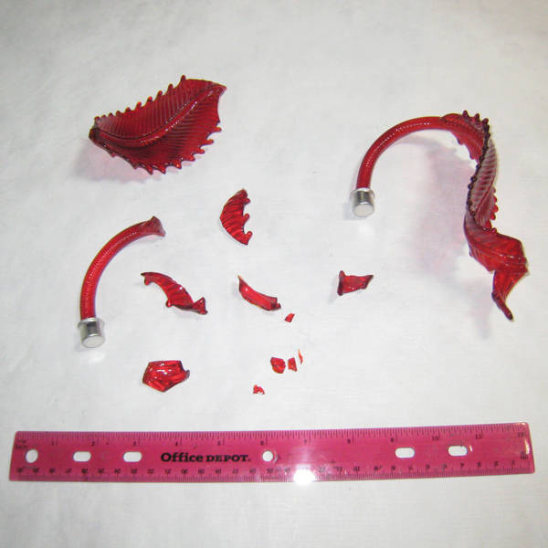 Murano chandelier glass art before repair