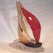 Murano red sailboat glass art repaired by Michael Bokrosh