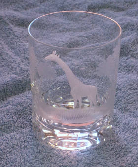 Steuben art glass giraffe cup repaired by Michael Bokrosh